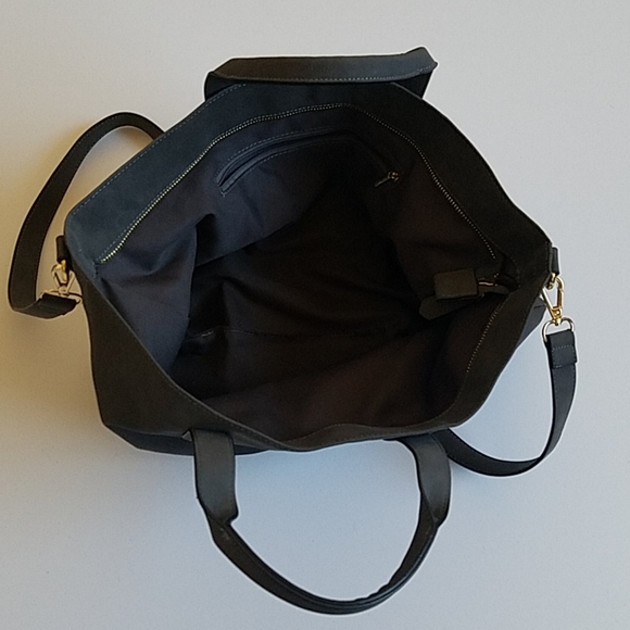 Old Navy Suade Messenger Bag Gray - Picture 3 of 4